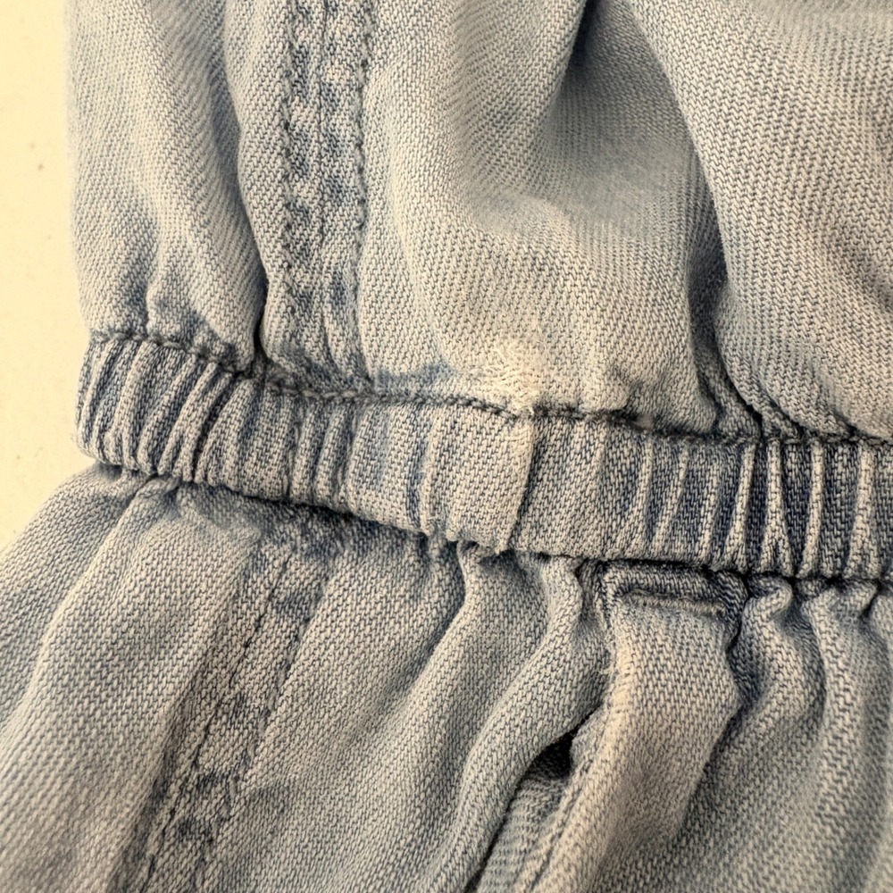 Splash Blue Tencel Chambray Wide Leg Button Side Jumpsuit M Cottagecore - Picture 13 of 16